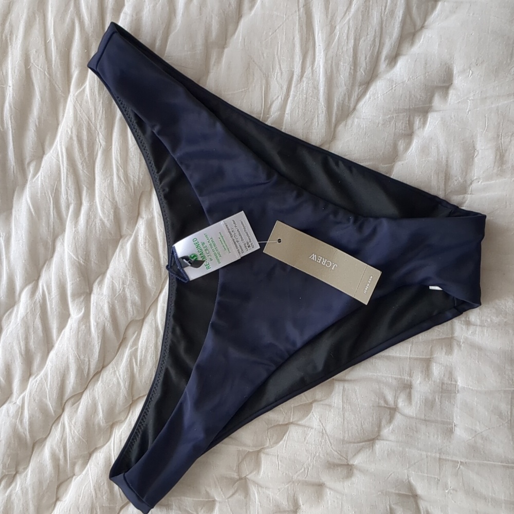 J Crew Curved-waist cheeky bikini bottom Navy Size Small Style BC125